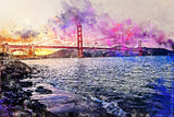 Golden Gate Bridge watercolor, San Francisco watercolor print,  San Francisco canvas photo, Golden Gate Bridge on canvas watercolor