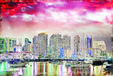 San Diego Californina watercolor skyline canvas, San Diego watercolor San Diego art, San Diego photo, San Diego wall art
