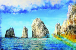 Cabo San Lucas Mexico watercolor canvas, Mexico Beach, Cabo San Lucas watercolor canvas photo, Cabo art print