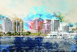 West Palm Beach watercolor canvas, West Palm Beach watercolor Canvas,  West Palm Beach  ll Art, West Palm Beach wall art canvas,