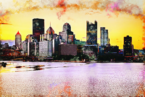 Pittsburgh skyline watercolor canvas,  Pittsburgh Canvas,  Pittsburgh Canvas Wall Art, Pittsburgh watercolorwall art canvas, Pennsylvania