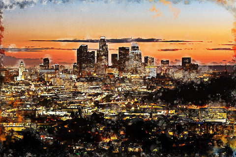 Los Angeles watercolor canvas,Los Angeles watercolor, Los Angeles Canvas Wall Art, Los Angeles wall art canvas, LA watercolor