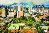 Birmingham skyline watercolor, Birmingham AL watercolor, Birmingham Canvas Wall Art, Alabama wall art canvas, Birmingham wall art,