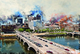 Des Moines watercolor canvas, Des Moines watercolor Canvas, Des Moines Canvas art,  Des Moines print Des Moines  wall art, Des Moines Iowa