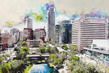 Omaha watercolor skyline canvas,  Omaha  Canvas,Omaha  wall art  Art, Omaha watercolor wall art canvas, Omaha Nebraska wall art