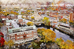 Pawtucket RI watercolor skyline, Pawtucket watercolor canvas art, Pawtucket RI print on canvas, Pawtucket Rhode Island wall art