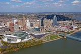 Cincinnati Great American, Paul Brown stadium canvas aerial view skyline, Cincinnati Canvas, Great American park, Cincinnati art,