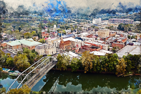 Frankfort Kentucky watercolor skyline canvas, Frankfort KY watercolor Canvas Wall Art, Frankfort KY wall art canvas, Frankfort KY  art