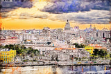 Havana Cuba skyline watercolor, Havana Cuba watercolor, Wall canvas, Havana Cuba Watercolor, Cuba art print, Cuba from the ocean