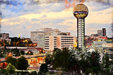Knoxville watercolor skyline canvas, Knoxville watercolor Canvas,  Knoxville TN  Knoxville wall art canvas,  Knoxville watercolor