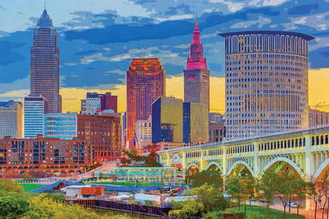 Cleveland watercolor skyline on canvas, Cleveland Canvas, Cleveland skyline, Cleveland Wall canvas, Cleveland wall art, Cleveland watercolor