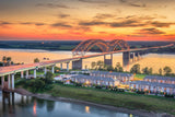 Memphis TN skyline canvas, Memphis Canvas,  Memphis Tennessee USA at Hernando de Soto Bridge, Memphis skyline wall art