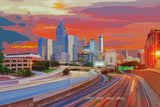 Atlanta skyline watercolor, Atlanta Canvas, Atlanta watercolor, Atlanta Wall canvas, 3 panel or single panel Atlanta art, Atlanta watercolor