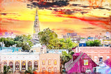 Charleston South Carolina watercolor skyline canvas,  Charleston wall canvas, Charleston photo wall art print, Charleston south decor