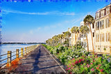 Charleston SC The Battery watercolor canvas, Charleston The Battery watercolor homes Canvas, Charleston watercolor Charleston south decor