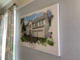 Custom Watercolor home photo on canvas, Customized family name canvas, Personalized gift with names, Realtor gift new home, First home gift