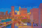 Indianapolis watercolor on canvas, Indianapolis skyline watercolor, Indianapolis wall canvas, Indianapolis night Indianapolis art,watercolor