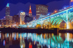 Cleveland watercolor skyline at night, Cleveland Canvas, Cleveland skyline, Cleveland Wall canvas,  Cleveland wall art, Cleveland watercolor
