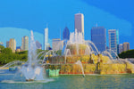 Chicago watercolor skyline, Chicago watercolor Canvas, Chicago canvas skyline, Grant Park Wall canvas, Chicago canvas, Chicago Illinois wall