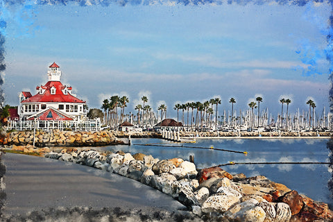 Long Beach California watercolor print Long Beach Canvas watercolor, Long Beach wall art canvas, Long Beach CA framed watercolor art