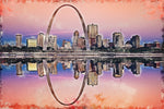 St Louis watercolor Skyline, St Louis Missouri watercolor, St Louis skyline  St Louis Arch wall art, St Louis decor,