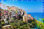 Cinque Terre skyline canvas Cinque Terre Italy Canvas, Cinque Terre , Watercolor canvas, Italian Riviera, Cinque Terre watercolor
