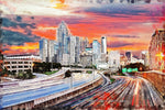 Atlanta skyline watercolor, Atlanta Canvas, Atlanta watercolor, Atlanta Wall canvas, 3 panel or single panel Atlanta art, Atlanta watercolor