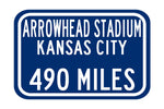 Personalized Highway Distance Sign || To: Arrowhead Stadium, Kansas City|| Kansas City Chiefs ||Arrowhead Stadium| Chiefs highway sign ||