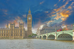 Parliament in London digital oil painting on canvas, London watercolor.  London City skyline, Large London Print, London watercolor, art