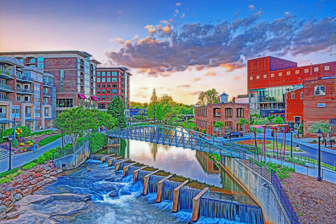 Greenville SC digital oil painting canvas, Greenville  Canvas,  Greenville canvas Wall Art, Greenville wall art canvas, Greenville SC