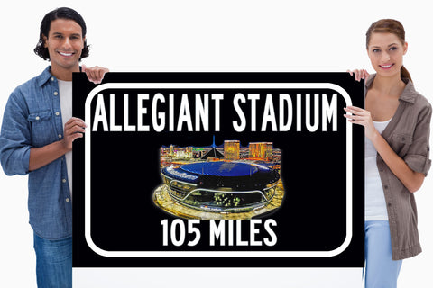 Las Vegas Raiders Allegiant Stadium - Miles to Stadium Highway Road Sign Customize the Distance Sign ,Las Vegas Raiders stadium sign