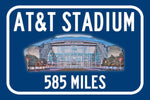 Dallas Cowboys ATT Stadium - Miles to Stadium Highway Road Sign Customize the Distance Sign ,Dallas Cowboys ATT stadium sign