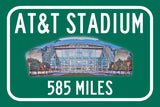 Dallas Cowboys ATT Stadium - Miles to Stadium Highway Road Sign Customize the Distance Sign ,Dallas Cowboys ATT stadium sign