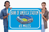 Carolina Panthers Bank of America Stadium - Miles to Stadium Highway Road Sign Customize the Distance Sign , Bank of Americastadium sign