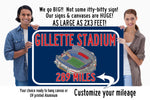 New England Patriots Gillette Stadium - Miles to Stadium Highway Road Sign Customize the Distance Sign ,Patriots Gillette stadium sign