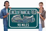 Philadelphia Eagles Lincoln FInancial Field -Miles to Stadium Highway Road Sign Customize the Distance Sign ,Eagles Lincoln Financial Field