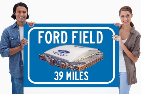 Detroit Lions Ford Field - Miles to Stadium Highway Road Sign Customize the Distance Sign ,Detroit Lions Ford Field sign