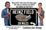 Pittsburgh Steelers Heinz Field - Miles to Stadium Highway Road Sign Customize the Distance Sign ,Pittsburgh Steelers Heinz Field sign