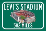 San Francisco 49ers Levi&#39;s Stadium - Miles to Stadium Highway Road Sign Customize the Distance Sign ,San Francisco 49ers Levi&#39;s stadium