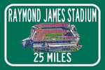 Tampa Bay Buccaneers Raymond James Stadium - Miles to Stadium Highway Road Sign Customize the Distance Sign ,Tampa Bay Buccaneers Stadium