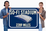 Los Angeles Rams SoFi Stadium - Miles to Stadium Highway Road Sign Customize the Distance Sign ,Las Angeles Rams SoFi stadium sign