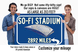 Los Angeles Chargers SoFi Stadium - Miles to Stadium Highway Road Sign Customize the Distance Sign ,Las Angeles Chargers SoFi stadium
