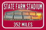 Arizona Cardinals State Farm Stadium - Miles to Stadium Highway Road Sign Customize the Distance Sign ,Arizona Cardinals State Farm stadium