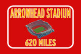 Kansas City Chiefs Arrowhead Stadium - Miles to Stadium Highway Road Sign Customize the Distance Sign , Kansas City Chiefs Arrowhead stadium