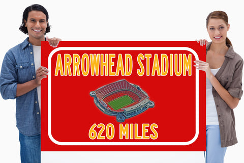 Kansas City Chiefs Arrowhead Stadium - Miles to Stadium Highway Road Sign Customize the Distance Sign , Kansas City Chiefs Arrowhead stadium