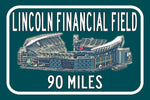 Philadelphia Eagles Lincoln FInancial Field -Miles to Stadium Highway Road Sign Customize the Distance Sign ,Eagles Lincoln Financial Field