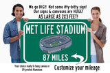 New York Jets MetLife Stadium - Miles to Stadium Highway Road Sign Customize the Distance Sign ,New York jets MetLife Stadiumstadium sign