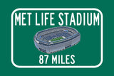New York Giants MetLife Stadium - Miles to Stadium Highway Road Sign Customize the Distance Sign ,New York Giants MetLife Stadium sign