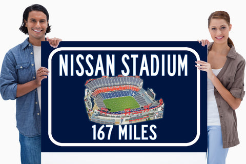 Tennessee Titans Nissan Stadium - Miles to Stadium Highway Road Sign Customize the Distance Sign ,Tennessee Titans Nissan  stadium sign