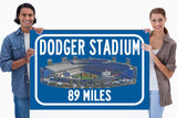 Los Angeles Dodgers, Dodger Stadium   - Miles to Stadium Highway Road Sign Customize the Distance Sign ,LA Dodgers Dodger Stadium